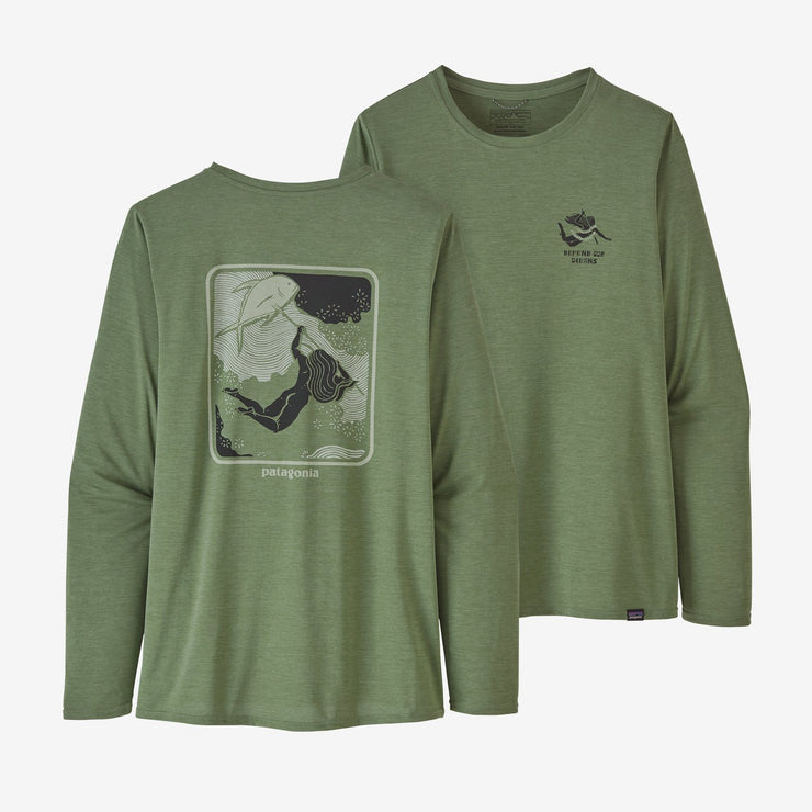 Patagonia Women's Longsleeve Capilene® Cool Daily Graphic Shirt - Defend Our Oceans