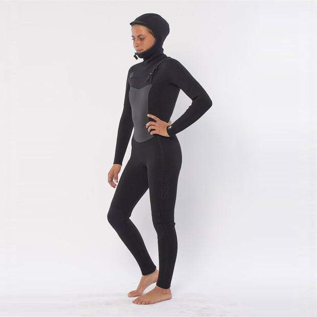 Sisstr Women's 7 Seas 5/4 Hooded Wetsuit - Solid Black