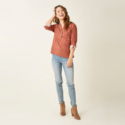 Carve Designs Dylan Twill Shirt - Red Clay Polka Dot