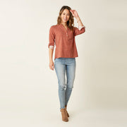Carve Designs Dylan Twill Shirt - Red Clay Polka Dot